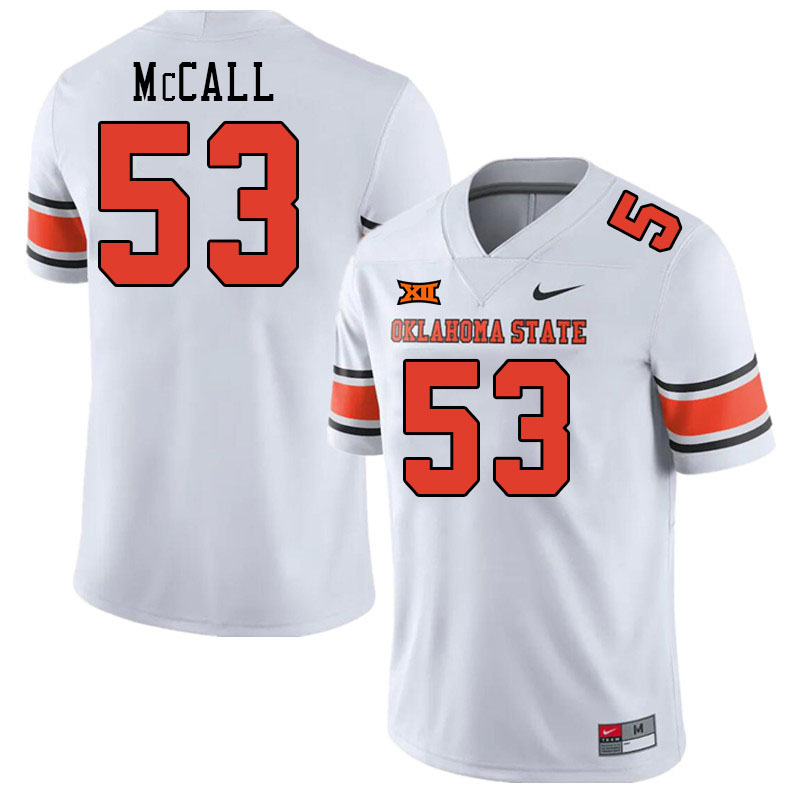 Men #53 Andrew McCall Oklahoma State Cowboys College Football Jerseys Stitched-White - Click Image to Close